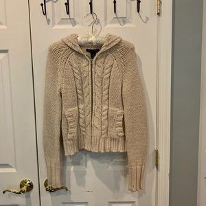 Abercrombie & Fitch: cream long sleeve long sleeve hooded cardigan- Size M